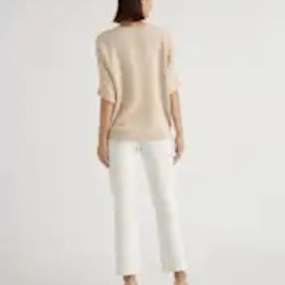 Quince Lightweight Cotton Cashmere Link-Stitch Dolman Sweater Sz Lg - Picture 4 of 7